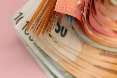 High angle view of text on table