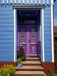 Closed door of house