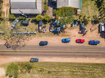 High angle view of cars on road