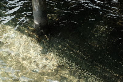 High angle view of water flowing over sea