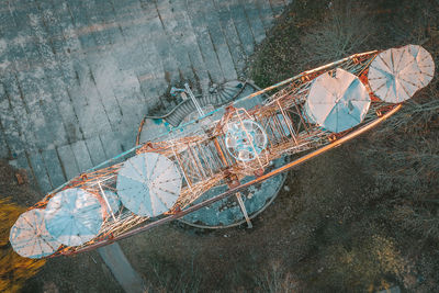 High angle view of abandoned fishing boat