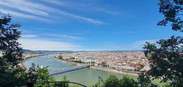 High angle view of bridge over river against sky