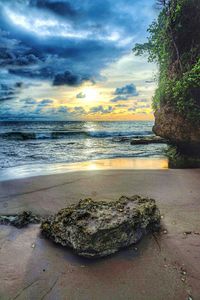 Scenic view of sea against cloudy sky