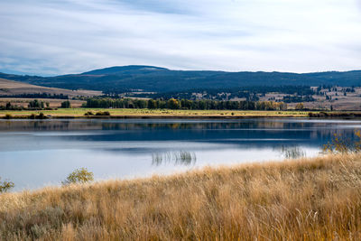 Scenic view of lake against sky