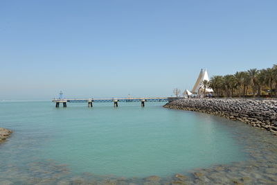 Scenic view of sea against clear sky