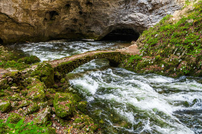 Scenic view of waterfall