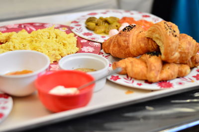 Close-up of food in plate on table