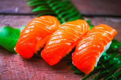 Close-up of fish on table