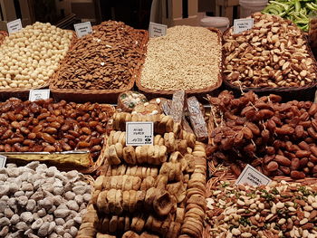 Various vegetables for sale at market stall