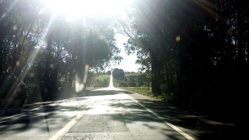 Road amidst trees against sky