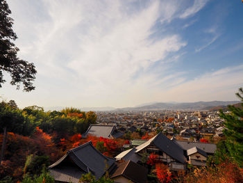 High angle view of townscape against sky