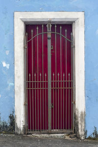 Closed door of old building