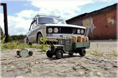 Vintage car against sky