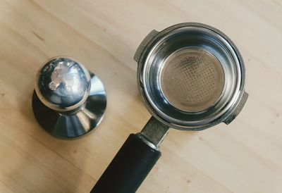 High angle view of coffee on table