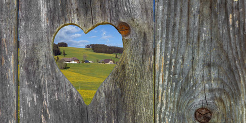 Looking through a heart shape in the landscape