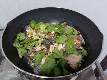 High angle view of salad in plate