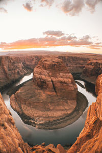 Aerial view of rock formations against sky