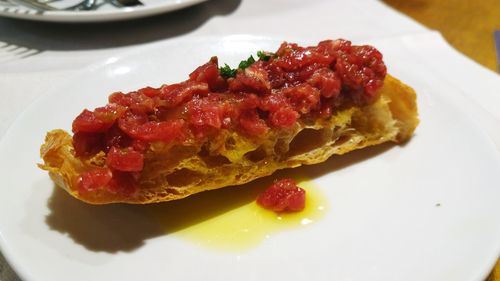 Close-up of strawberries in plate