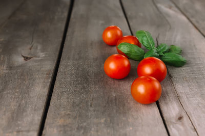 High angle view of tomatoes on table