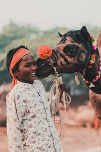 Portrait of smiling girl outdoors