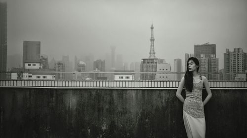 Woman photographing through camera