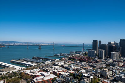 High angle view of city at waterfront