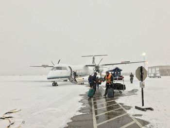 View of airplane in snow