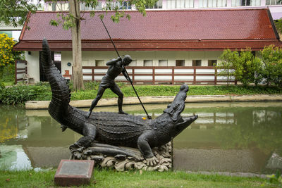 High angle view of fountain