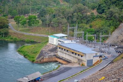 High angle view of dam