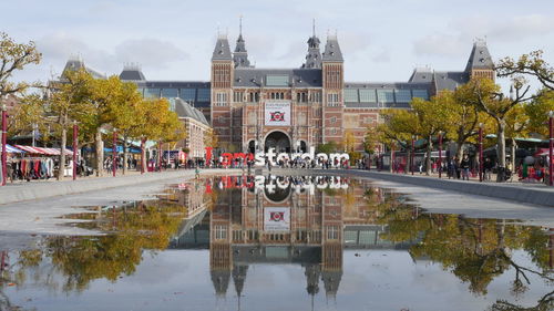 Reflecting pool in front of rijksmuseum