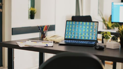 Laptop on table