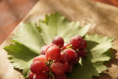 Close-up of strawberries on table