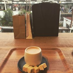 Coffee cup on table