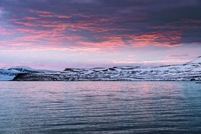 Scenic view of sea against sky during sunset