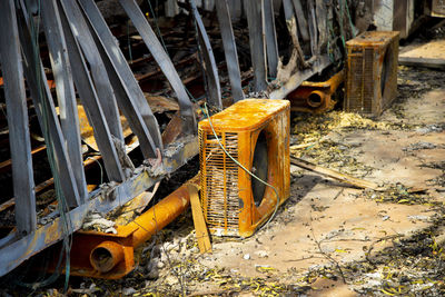 Low angle view of crane at construction site