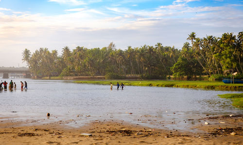 Scenic view of lake against sky