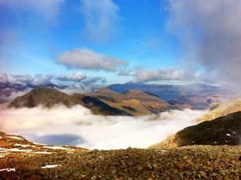 Scenic view of mountains against sky