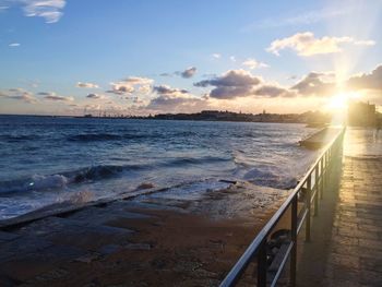 Scenic view of sea at sunset