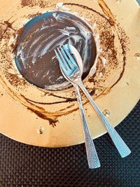 High angle view of cake on table