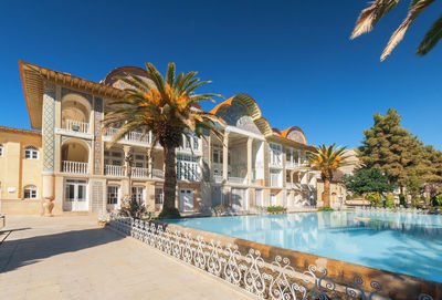 View of swimming pool against building