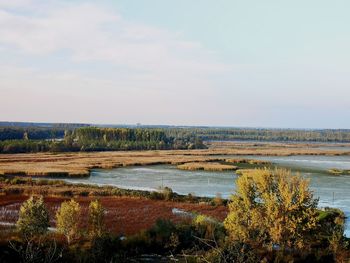 Scenic view of lake against sky