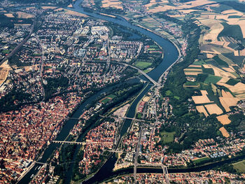 Flight over the city of regensburg in bavaria in germany 14.7.2018