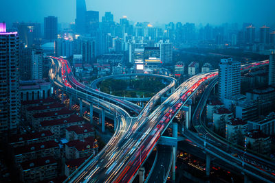 High angle view of traffic on city street