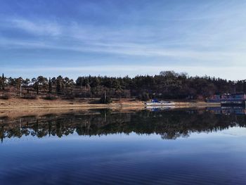 Scenic view of lake against sky