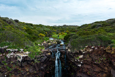 Scenic view of land against sky