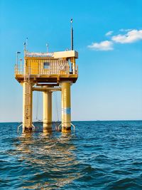 Scenic view of sea against blue sky