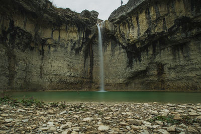 Scenic view of waterfall