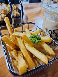 Close-up of food on table