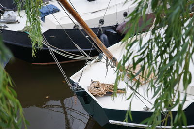 View of a boat moored in water