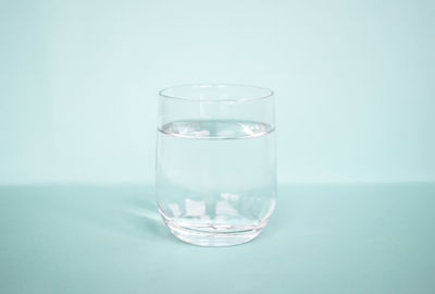 Close-up of glass of water against white background